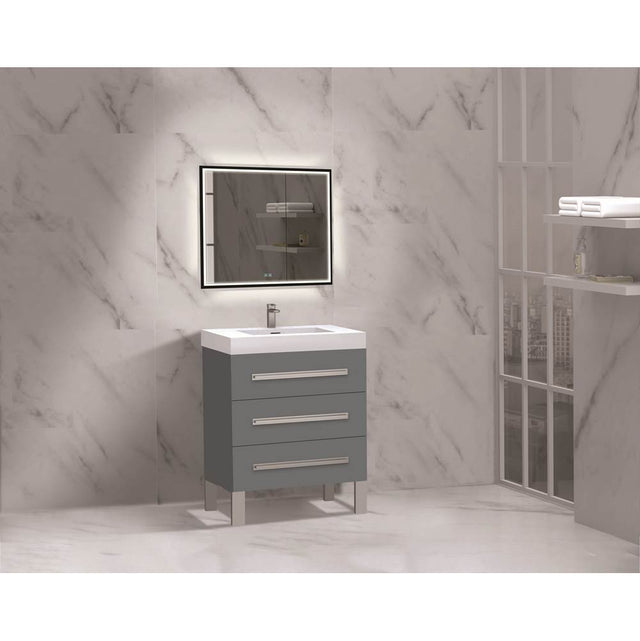 Madeli - Madeli Icon 24'' Free standing Vanity Cabinet in Studio Grey/HW: Polished Chrome(PC) - Studio Gray With Polished Chrome