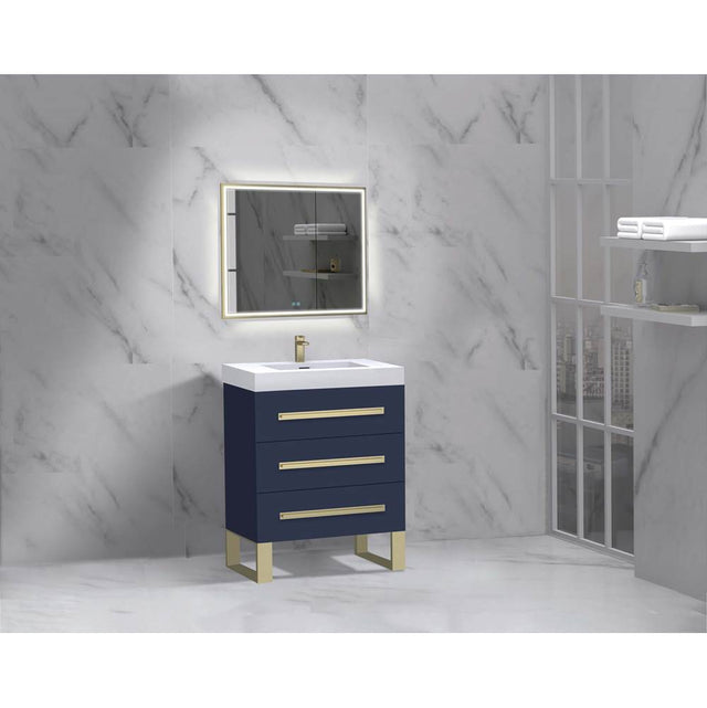 Madeli - Madeli Icon 24'' Free standing Vanity Cabinet in Sapphire/HW: Matte Black(MB) - Sapphire With Matte Black