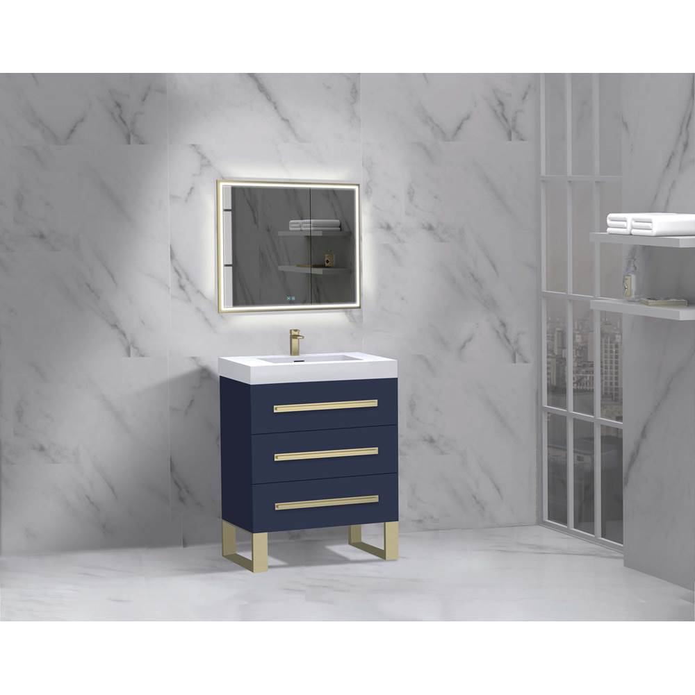 Madeli - Madeli Icon 24'' Free standing Vanity Cabinet in Sapphire/HW: Polished Nickel(PN) - Sapphire With Polished Nickel