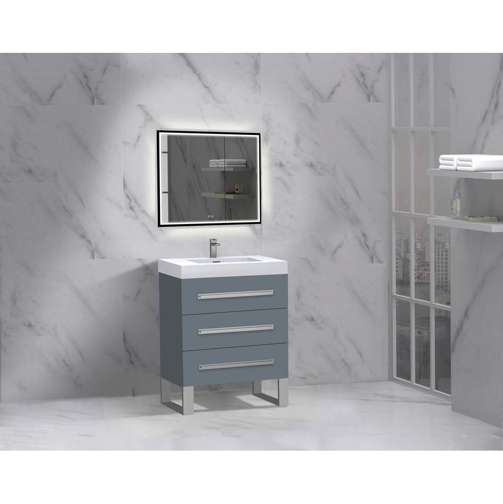 Madeli - Madeli Icon 24'' Free standing Vanity Cabinet in Studio Grey/HW: Matte Black(MB) - Studio Gray With Matte Black