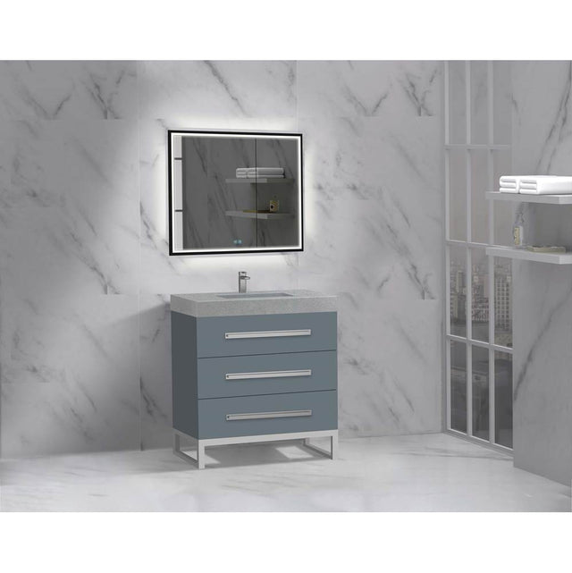 Madeli - Madeli Icon 30'' Free standing Vanity Cabinet in Studio Grey/HW: Polished Nickel(PN) - Studio Gray With Polished Nickel