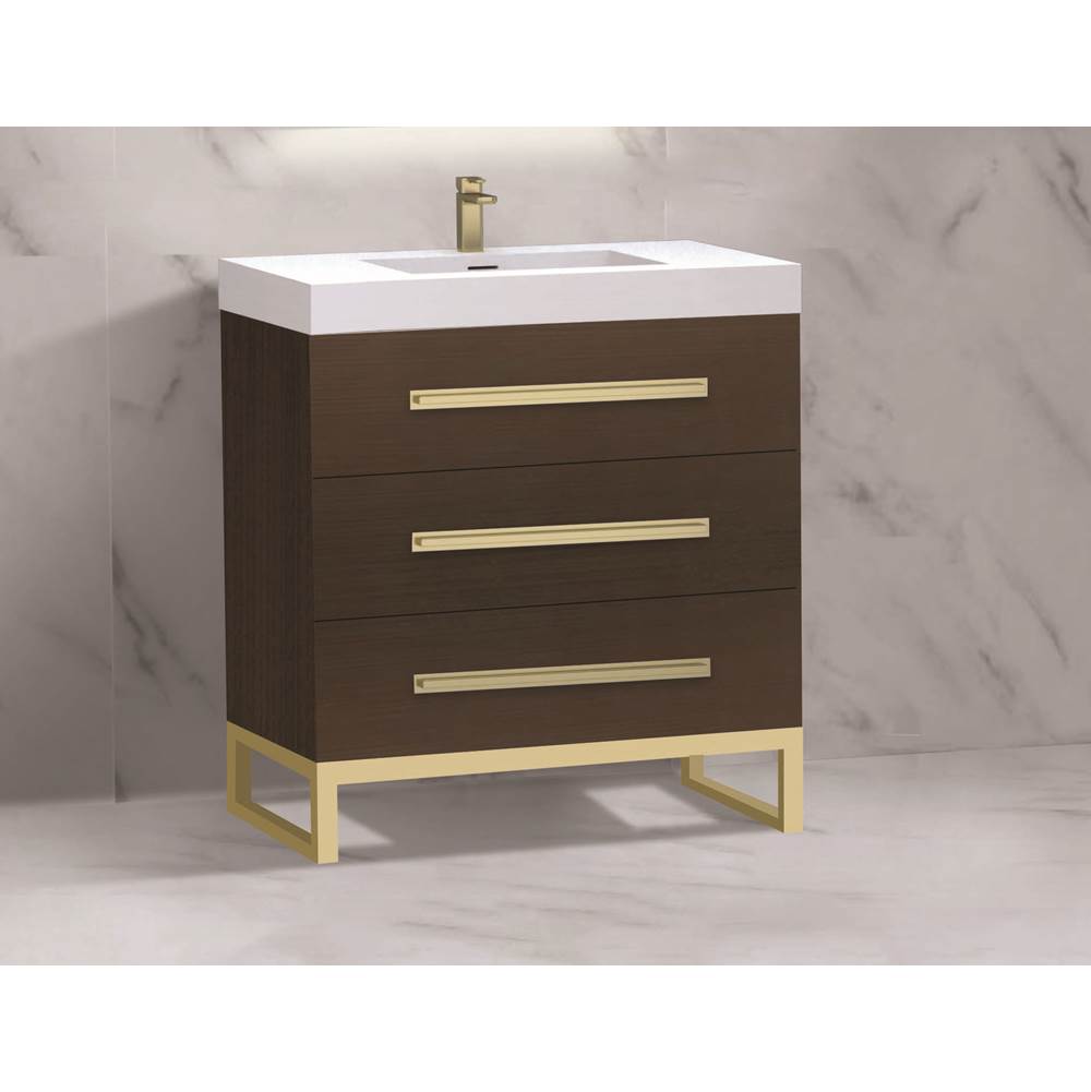 Madeli - Madeli Icon 30'' Free standing Vanity Cabinet in Walnut/HW: Brushed Nickel(BN) - Walnut With Brushed Nickel