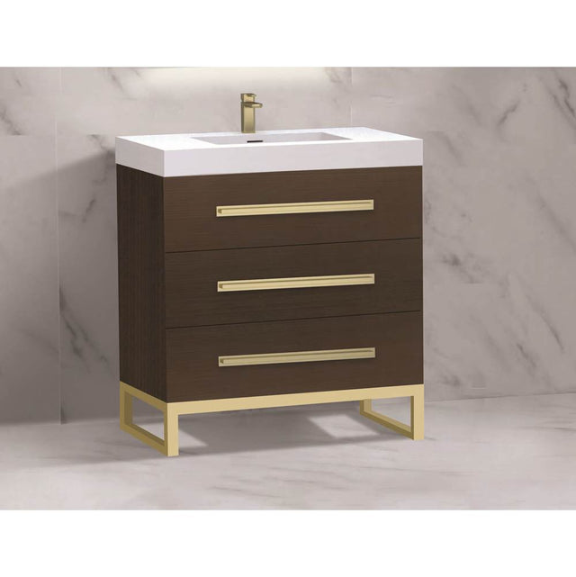 Madeli - Madeli Icon 30'' Free standing Vanity Cabinet in Walnut/HW: Matte Black(MB) - Walnut With Matte Black