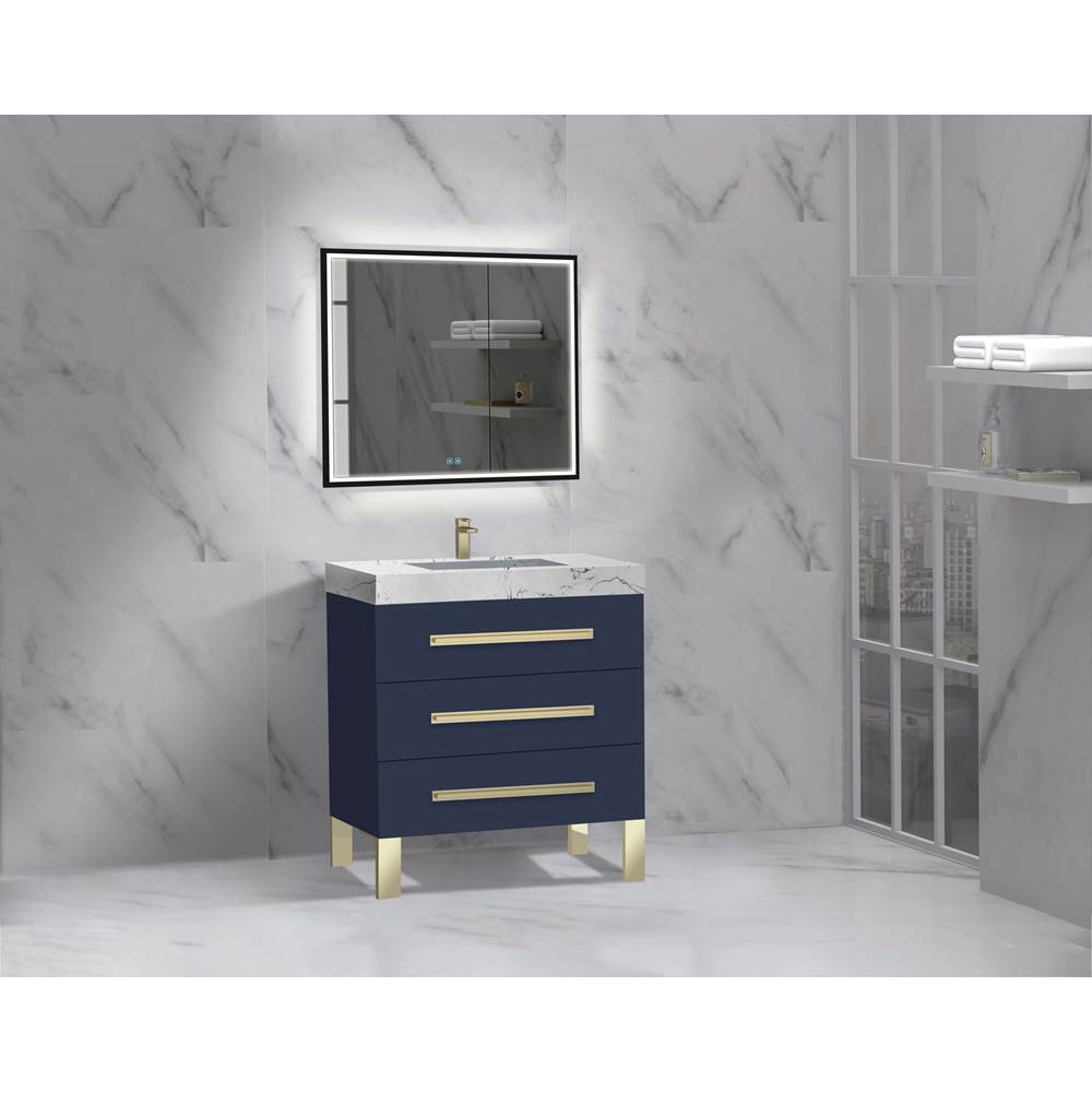 Madeli - Madeli Icon 30'' Free standing Vanity Cabinet in Sapphire/HW: Matte Black(MB) - Sapphire With Matte Black