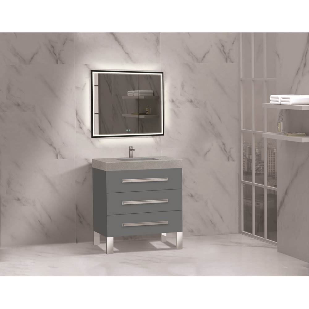 Madeli - Madeli Icon 30'' Free standing Vanity Cabinet in Studio Grey/HW: Polished Chrome(PC) - Studio Gray With Polished Chrome