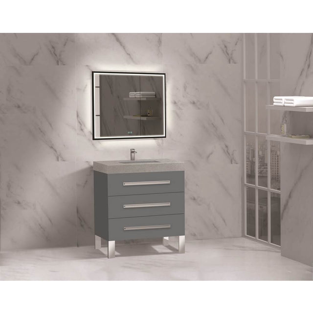Madeli - Madeli Icon 30'' Free standing Vanity Cabinet in Studio Grey/HW: Polished Chrome(PC) - Studio Gray With Polished Chrome