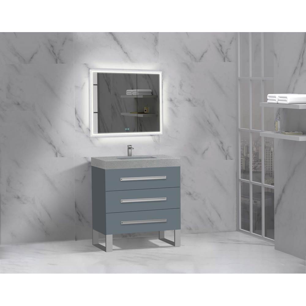 Madeli - Madeli Icon 30'' Free standing Vanity Cabinet in Studio Grey/HW: Polished Chrome(PC) - Studio Gray With Polished Chrome