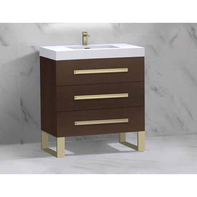 Madeli - Madeli Icon 30'' Free standing Vanity Cabinet in Walnut/HW: Matte Black(MB) - Walnut With Matte Black