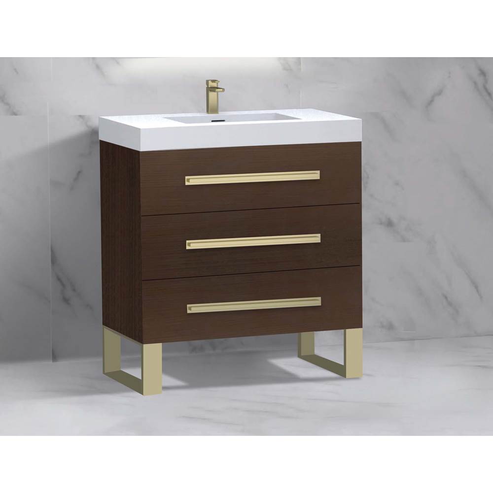 Madeli - Madeli Icon 30'' Free standing Vanity Cabinet in Walnut/HW: Polished Chrome(PC) - Walnut With Polished Chrome