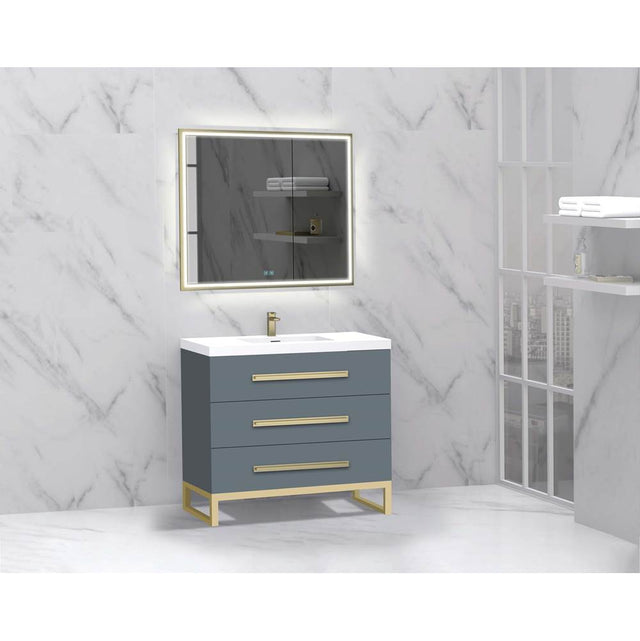 Madeli - Madeli Icon 36'' Free standing Vanity Cabinet in Studio Grey/HW: Polished Chrome(PC) - Studio Gray With Polished Chrome