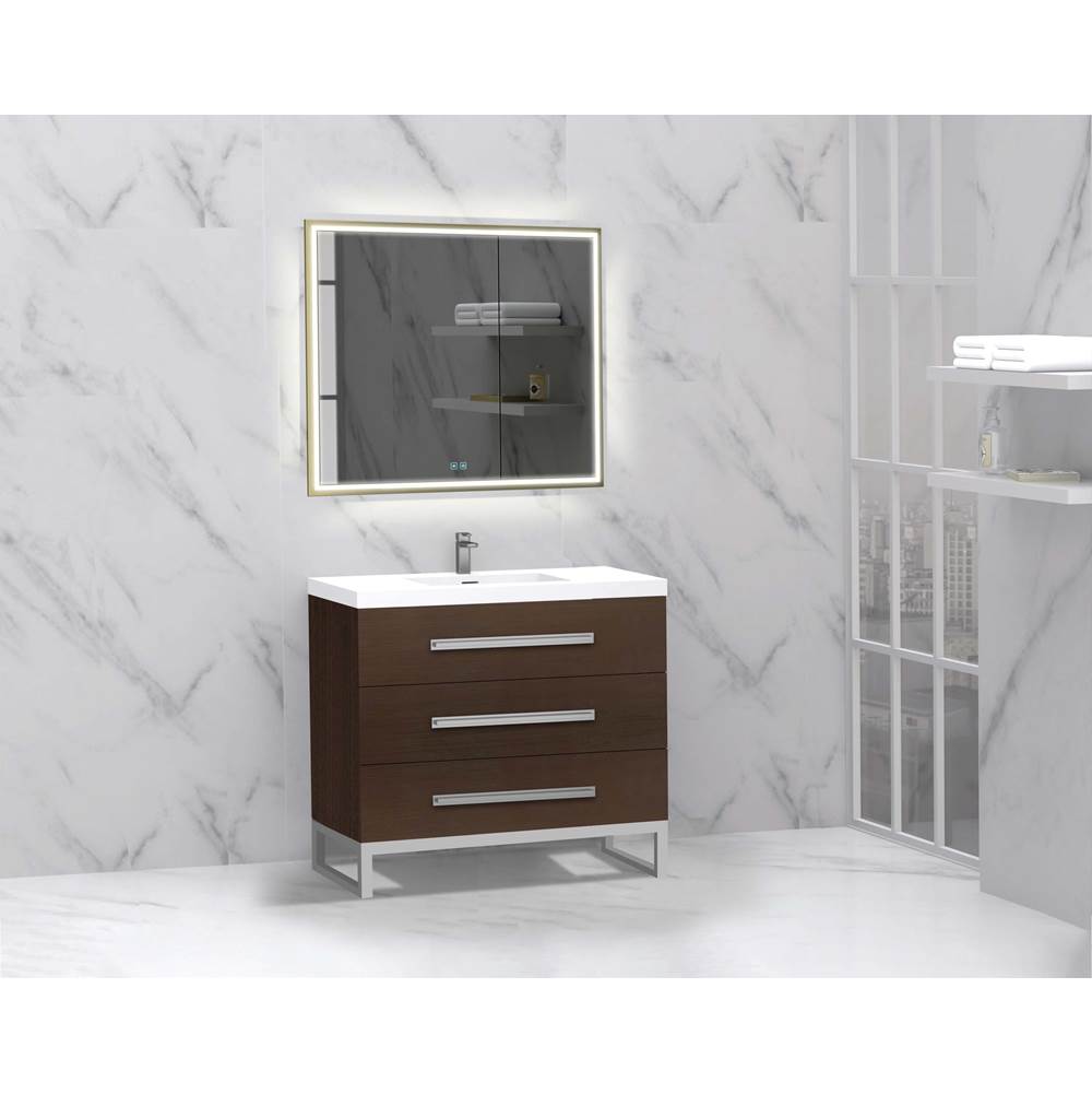 Madeli - Madeli Icon 36'' Free standing Vanity Cabinet in Walnut/HW: Matte Black(MB) - Walnut With Matte Black