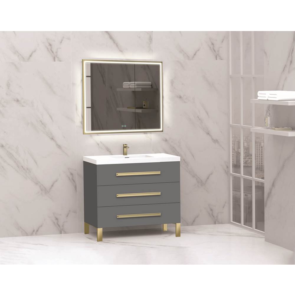 Madeli - Madeli Icon 36'' Free standing Vanity Cabinet in Studio Grey/HW: Matte Black(MB) - Studio Gray With Matte Black