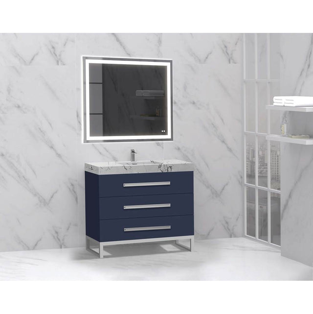 Madeli - Madeli Icon 42'' Free standing Vanity Cabinet in Sapphire/HW: Satin Brass(SB) - Sapphire With Satin Brass