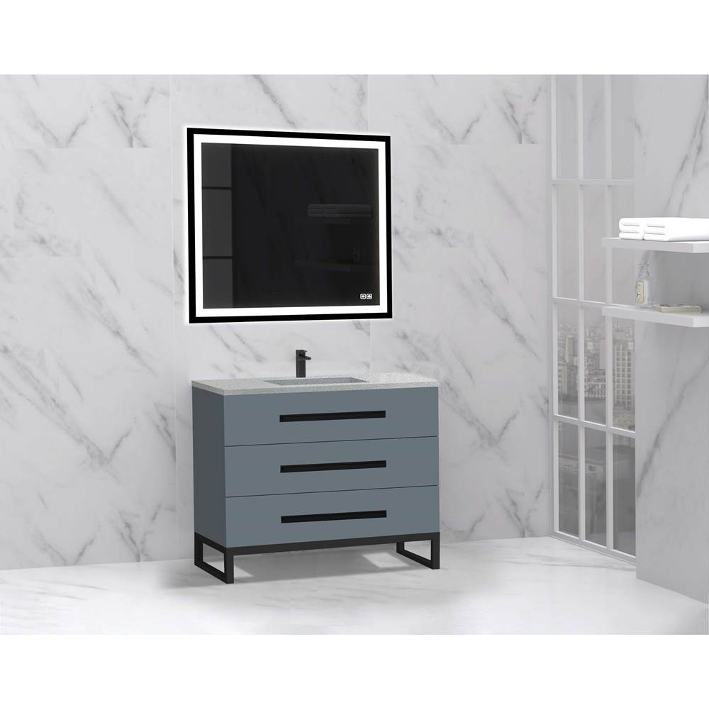 Madeli - Madeli Icon 42'' Free standing Vanity Cabinet in Studio Grey/HW: Brushed Nickel(BN) - Studio Gray With Brushed Nickel