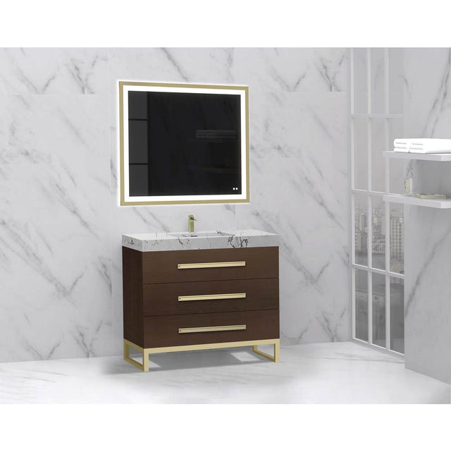 Madeli - Madeli Icon 42'' Free standing Vanity Cabinet in Walnut/HW: Matte Black(MB) - Walnut With Matte Black