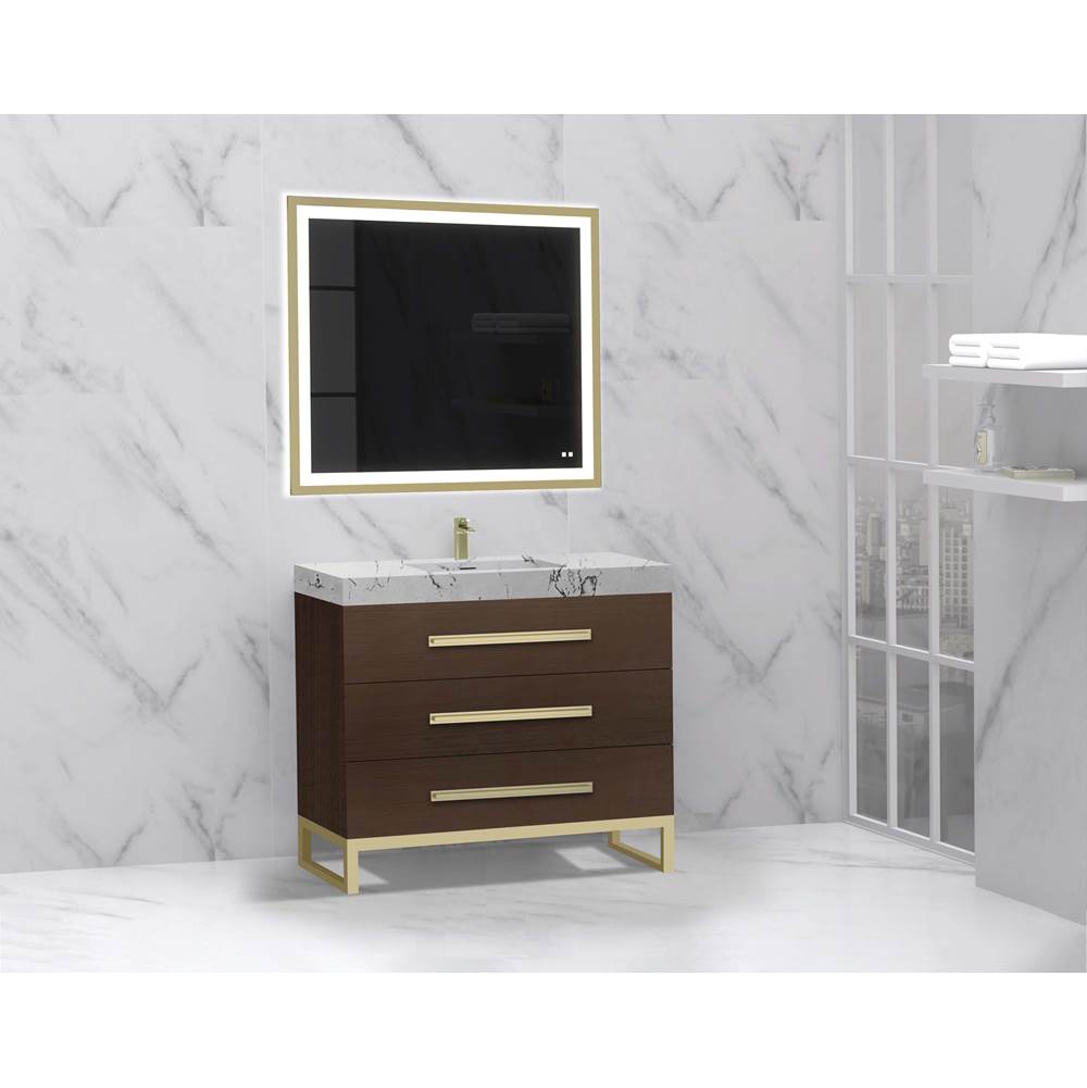 Madeli - Madeli Icon 42'' Free standing Vanity Cabinet in Walnut/HW: Polished Chrome(PC) - Walnut With Polished Chrome
