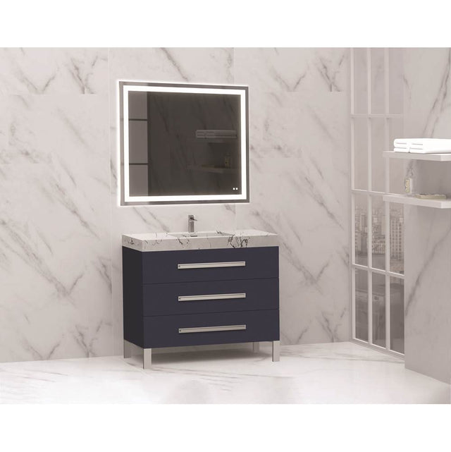 Madeli - Madeli Icon 42'' Free standing Vanity Cabinet in Sapphire/HW: Polished Chrome(PC) - Sapphire With Polished Chrome