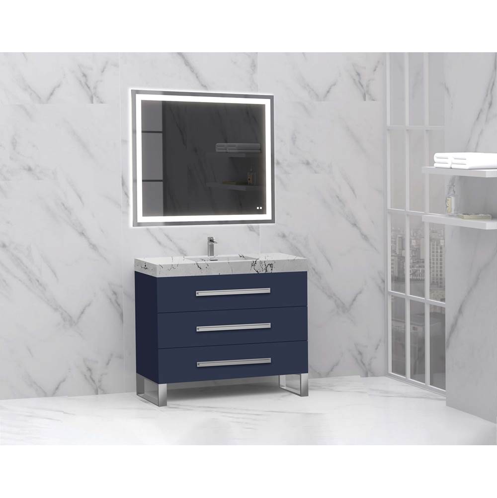 Madeli - Madeli Icon 42'' Free standing Vanity Cabinet in Sapphire/HW: Satin Brass(SB) - Sapphire With Satin Brass