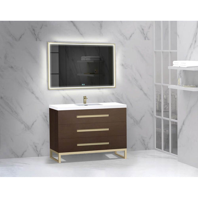 Madeli - Madeli Icon 48C'' Free standing Vanity Cabinet in Walnut/HW: Brushed Nickel(BN) - Walnut With Brushed Nickel