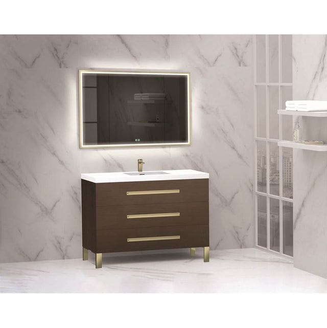 Madeli - Madeli Icon 48C'' Free standing Vanity Cabinet in Walnut/HW: Matte Black(MB) - Walnut With Matte Black