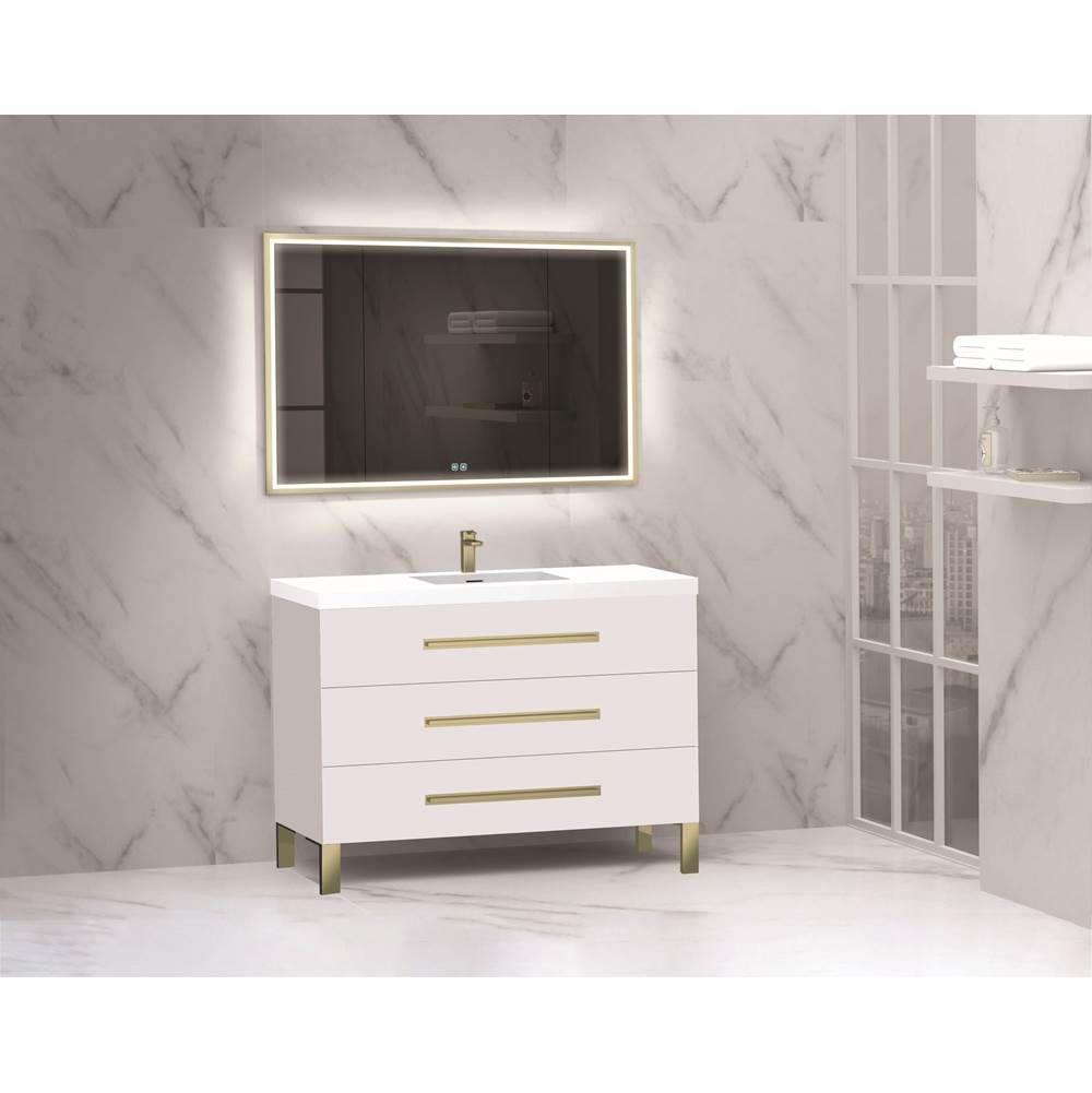 Madeli - Madeli Icon 48C'' Free standing Vanity Cabinet in White/HW: Brushed Nickel(BN) - White With Brushed Nickel