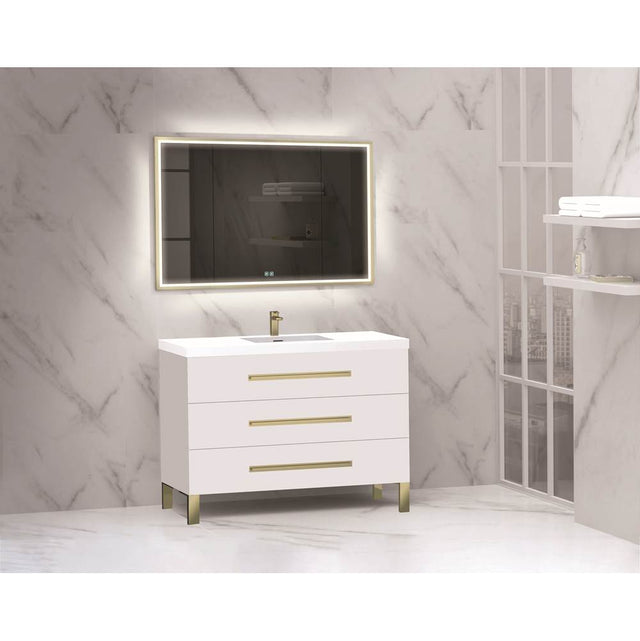 Madeli - Madeli Icon 48C'' Free standing Vanity Cabinet in White/HW: Polished Chrome(PC) - White With Polished Chrome