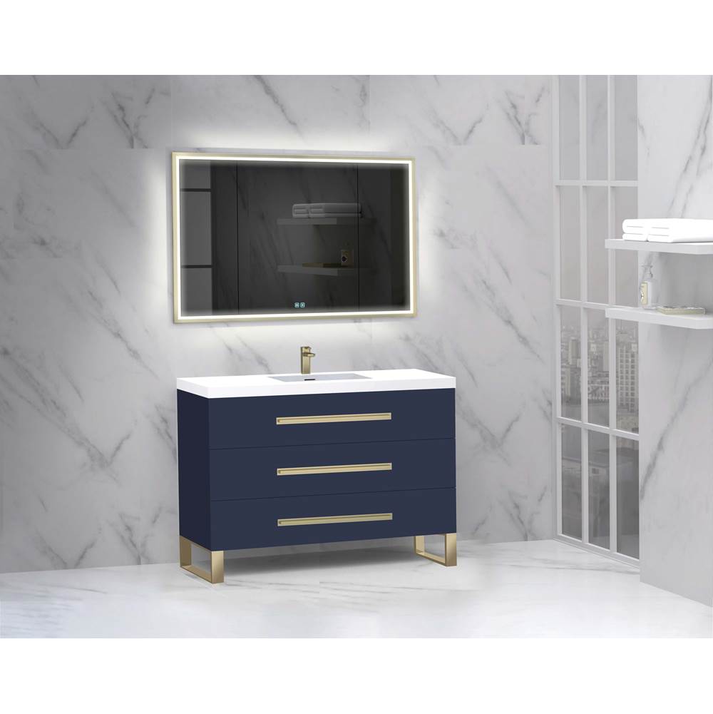 Madeli - Madeli Icon 48C'' Free standing Vanity Cabinet in Sapphire/HW: Matte Black(MB) - Sapphire With Matte Black