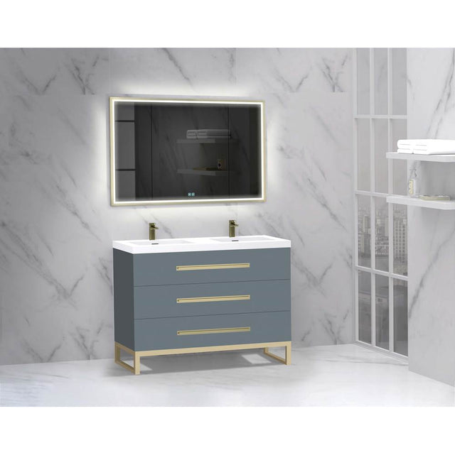 Madeli - Madeli Icon 48D'' Free standing Vanity Cabinet in Studio Grey/HW: Satin Brass(SB) - Studio Gray With Satin Brass
