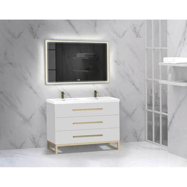 Madeli - Madeli Icon 48D'' Free standing Vanity Cabinet in White/HW: Brushed Nickel(BN) - White With Brushed Nickel