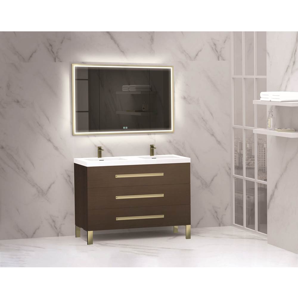 Madeli - Madeli Icon 48D'' Free standing Vanity Cabinet in Walnut/HW: Matte Black(MB) - Walnut With Matte Black
