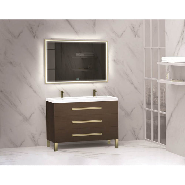 Madeli - Madeli Icon 48D'' Free standing Vanity Cabinet in Walnut/HW: Polished Chrome(PC) - Walnut With Polished Chrome