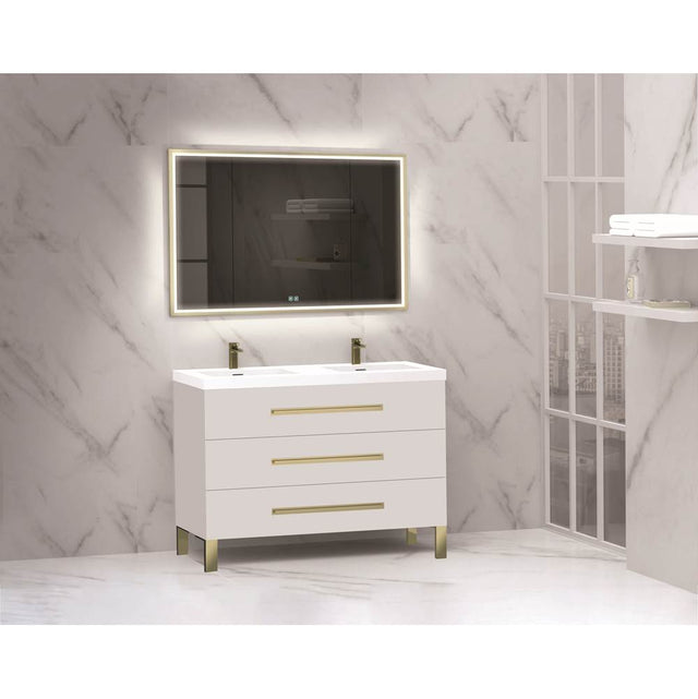 Madeli - Madeli Icon 48D'' Free standing Vanity Cabinet in White/HW: Matte Black(MB) - White With Matte Black