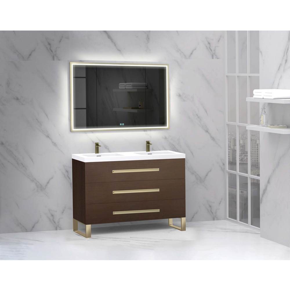 Madeli - Madeli Icon 48D'' Free standing Vanity Cabinet in Walnut/HW: Polished Chrome(PC) - Walnut With Polished Chrome