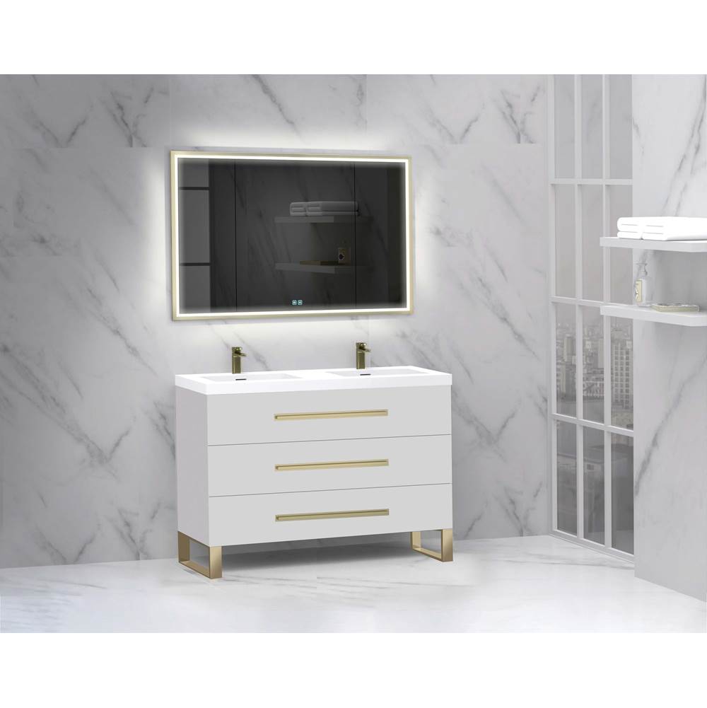 Madeli - Madeli Icon 48D'' Free standing Vanity Cabinet in White/HW: Polished Chrome(PC) - White With Polished Chrome