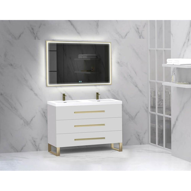 Madeli - Madeli Icon 48D'' Free standing Vanity Cabinet in White/HW: Polished Chrome(PC) - White With Polished Chrome