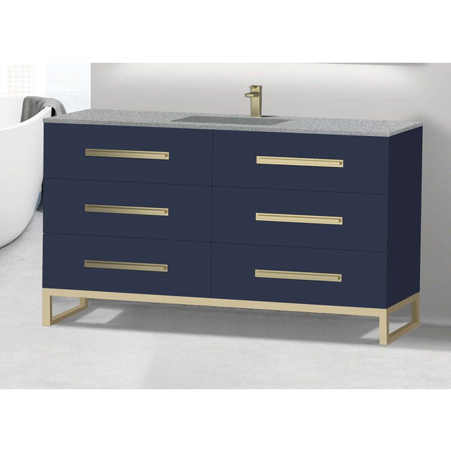 Madeli - Madeli Icon 60C'' Free standing Vanity Cabinet in Sapphire/HW: Brushed Nickel(BN) - Sapphire With Brushed Nickel