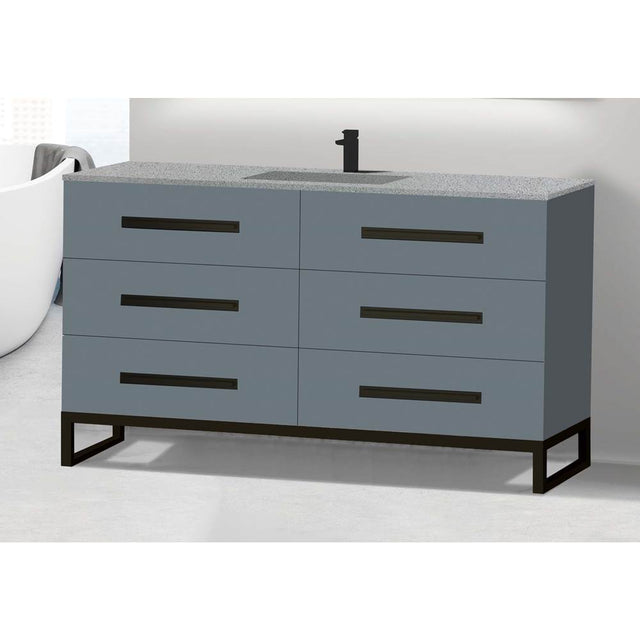 Madeli - Madeli Icon 60C'' Free standing Vanity Cabinet in Studio Grey/HW: Matte Black(MB) - Studio Gray With Matte Black
