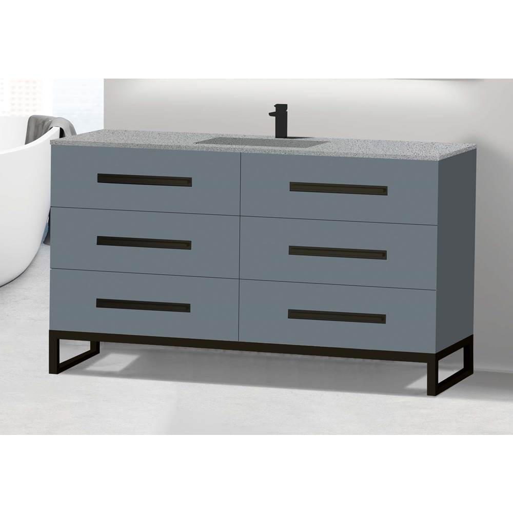 Madeli - Madeli Icon 60C'' Free standing Vanity Cabinet in Studio Grey/HW: Satin Brass(SB) - Studio Gray With Satin Brass