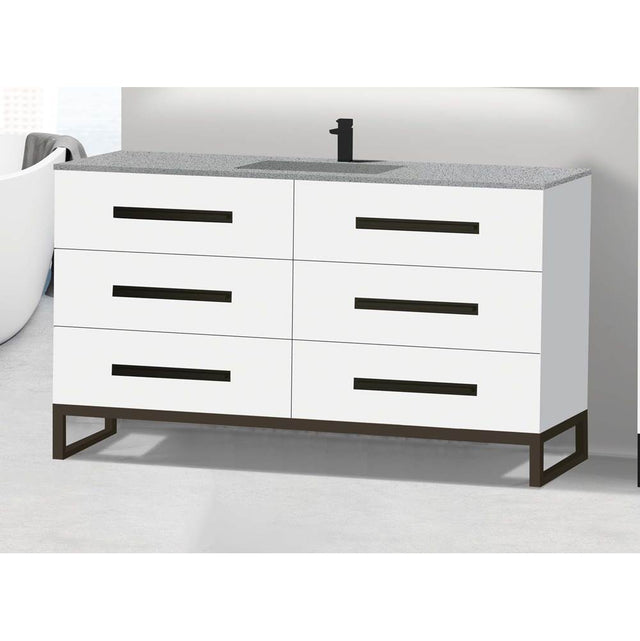 Madeli - Madeli Icon 60C'' Free standing Vanity Cabinet in White/HW: Matte Black(MB) - White With Matte Black