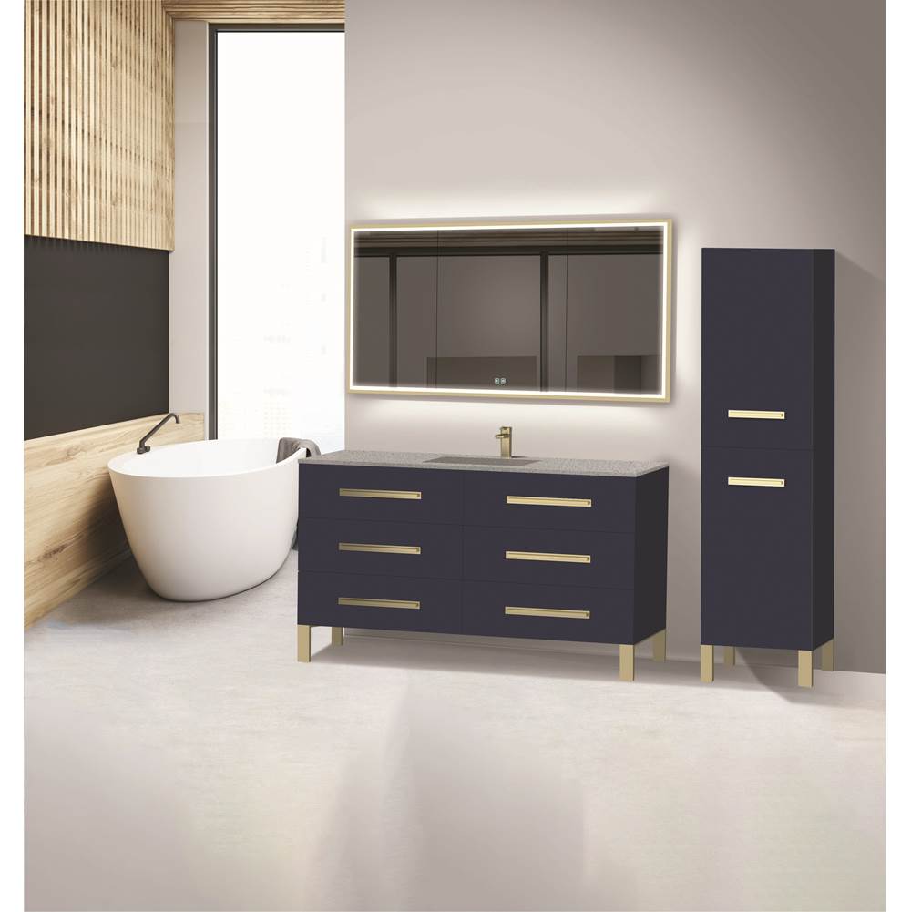 Madeli - Madeli Icon 60C'' Free standing Vanity Cabinet in Sapphire/HW: Polished Nickel(PN) - Sapphire With Polished Nickel