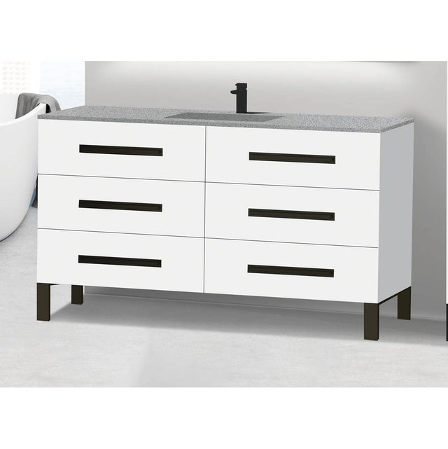 Madeli - Madeli Icon 60C'' Free standing Vanity Cabinet in White/HW: Brushed Nickel(BN) - White With Brushed Nickel