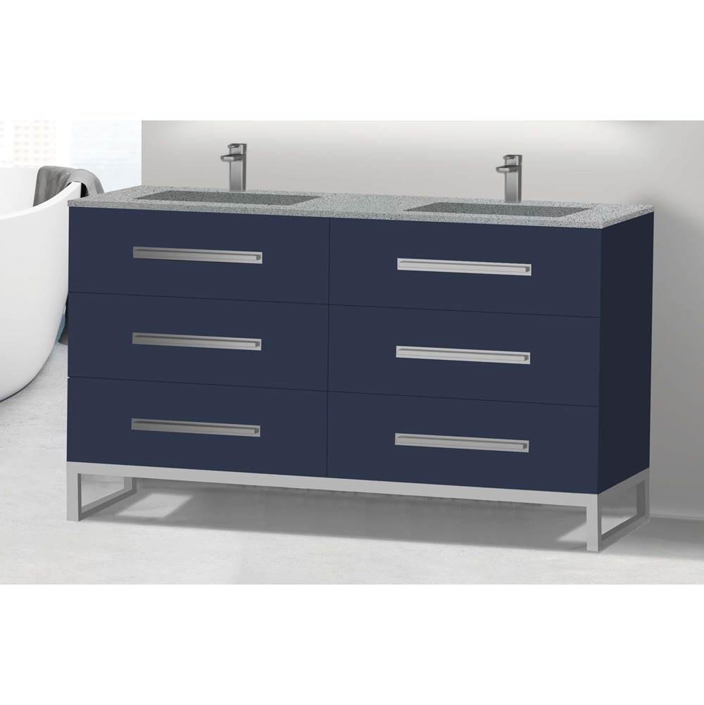 Madeli - Madeli Icon 60D'' Free standing Vanity Cabinet in Sapphire/HW: Polished Chrome(PC) - Sapphire With Polished Chrome