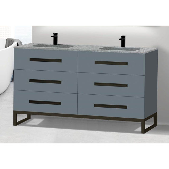 Madeli - Madeli Icon 60D'' Free standing Vanity Cabinet in Studio Grey/HW: Matte Black(MB) - Studio Gray With Matte Black