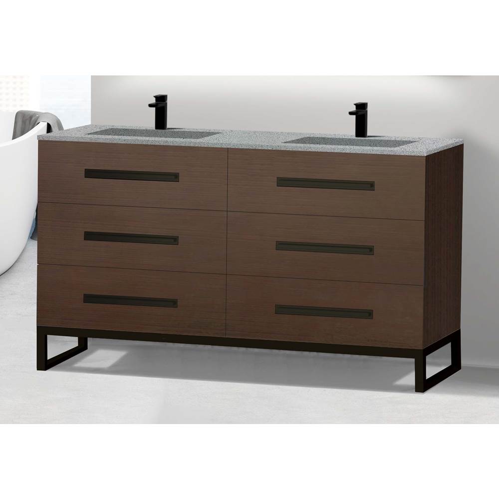Madeli - Madeli Icon 60D'' Free standing Vanity Cabinet in Walnut/HW: Brushed Nickel(BN) - Walnut With Brushed Nickel