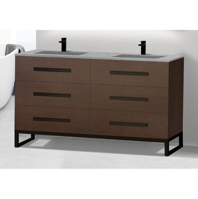 Madeli - Madeli Icon 60D'' Free standing Vanity Cabinet in Walnut/HW: Polished Chrome(PC) - Walnut With Polished Chrome