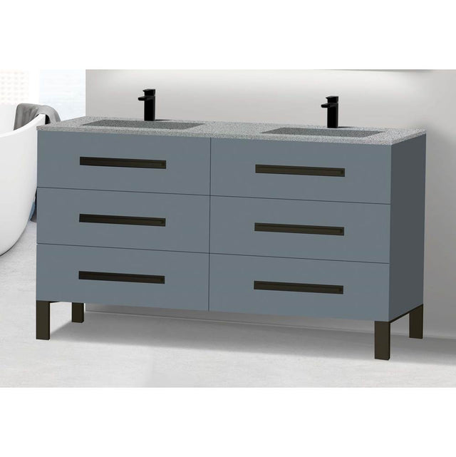 Madeli - Madeli Icon 60D'' Free standing Vanity Cabinet in Studio Grey/HW: Polished Chrome(PC) - Studio Gray With Polished Chrome