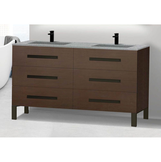 Madeli - Madeli Icon 60D'' Free standing Vanity Cabinet in Walnut/HW: Matte Black(MB) - Walnut With Matte Black