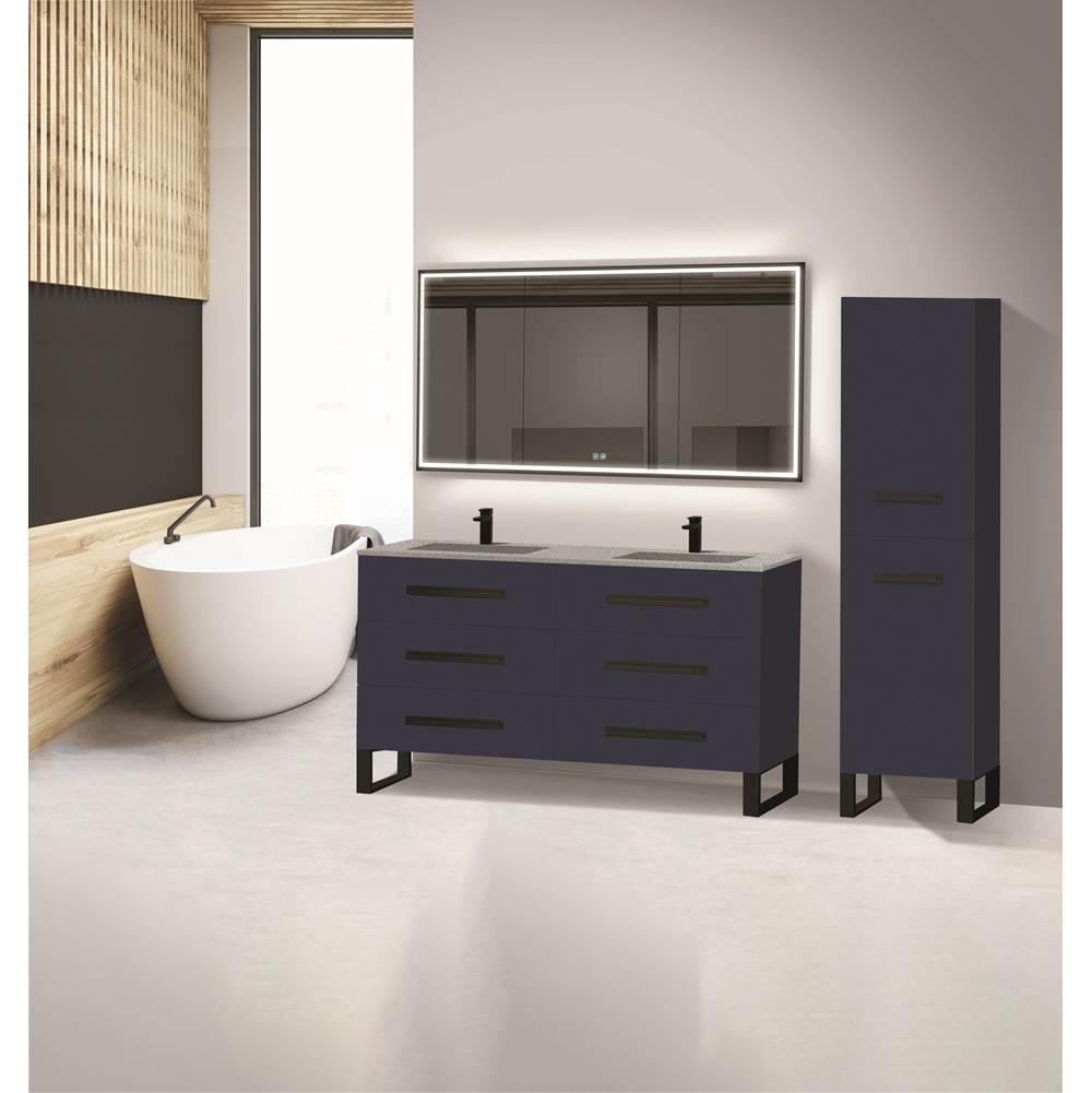 Madeli - Madeli Icon 60D'' Free standing Vanity Cabinet in Sapphire/HW: Polished Chrome(PC) - Sapphire With Polished Chrome