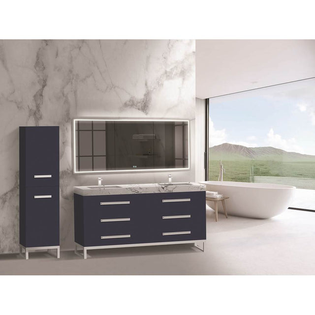 Madeli - Madeli Icon 72'' Free standing Vanity Cabinet in Sapphire/HW: Polished Chrome(PC) - Sapphire With Polished Chrome