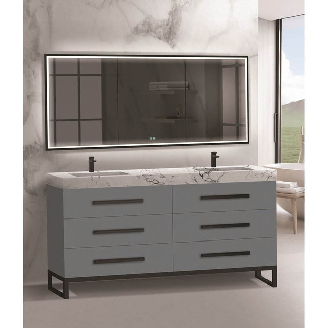 Madeli - Madeli Icon 72'' Free standing Vanity Cabinet in Studio Grey/HW: Matte Black(MB) - Studio Gray With Matte Black